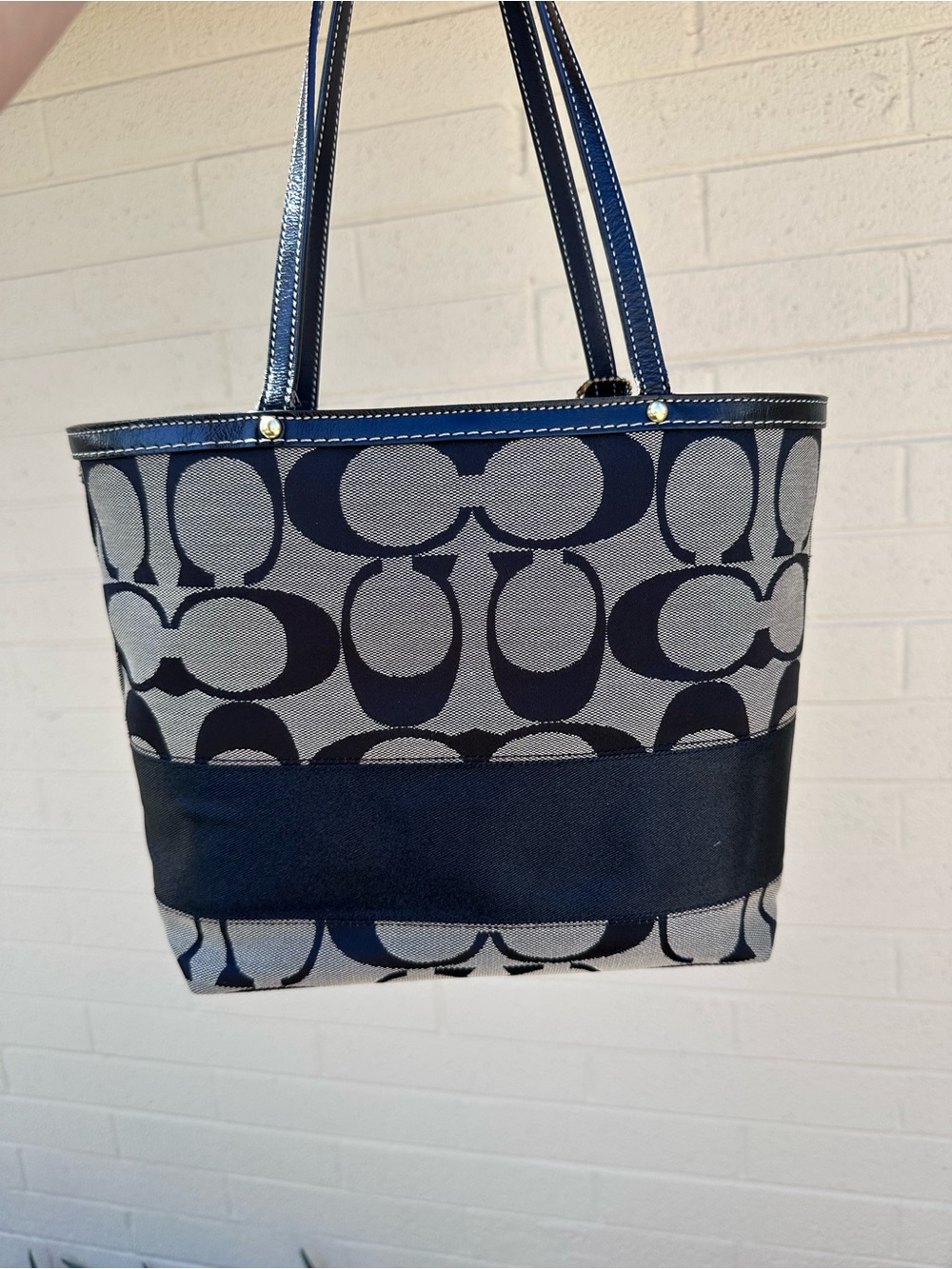 Coach Navy and Light Gray Signature Canvas Tote